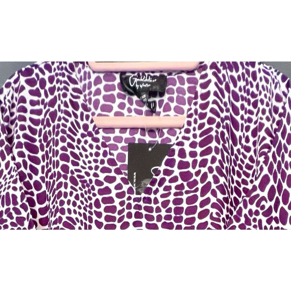 NWT Goddess Crocodile Print V-Neck Long Kaftan Dress Purple White One Size - Picture 5 of 6